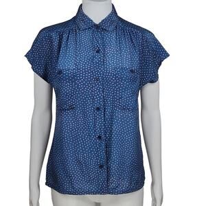 Vintage Esprit's Polka-Dot Button Up Top Size Small Silk(?)